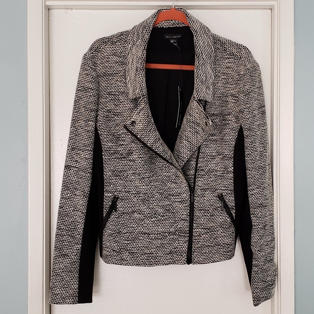 Willi Smith Zipper Moto Jacket Black/White